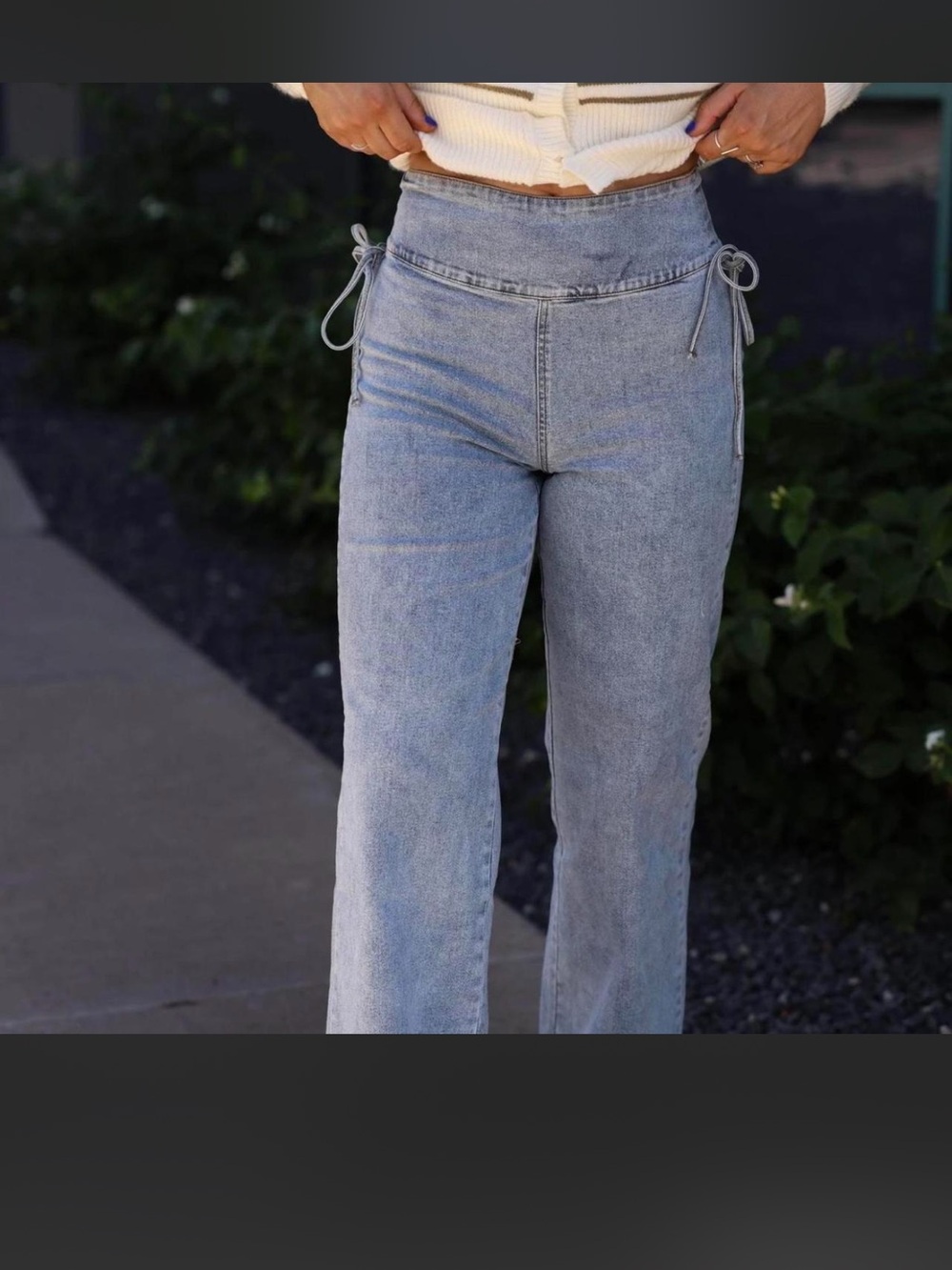 High-Waist Light Blue Tie-Side Women’s Jeans